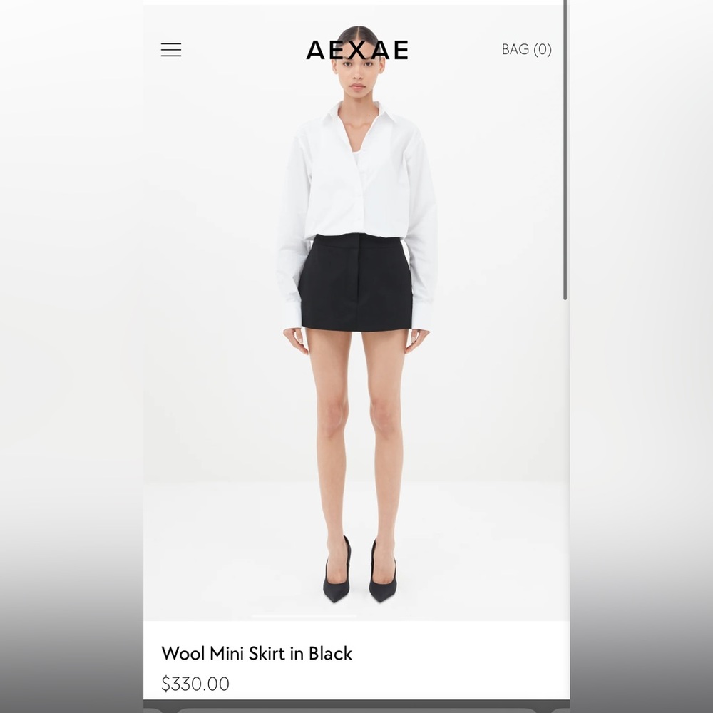 Aexae NWT 100% wool mini skirt